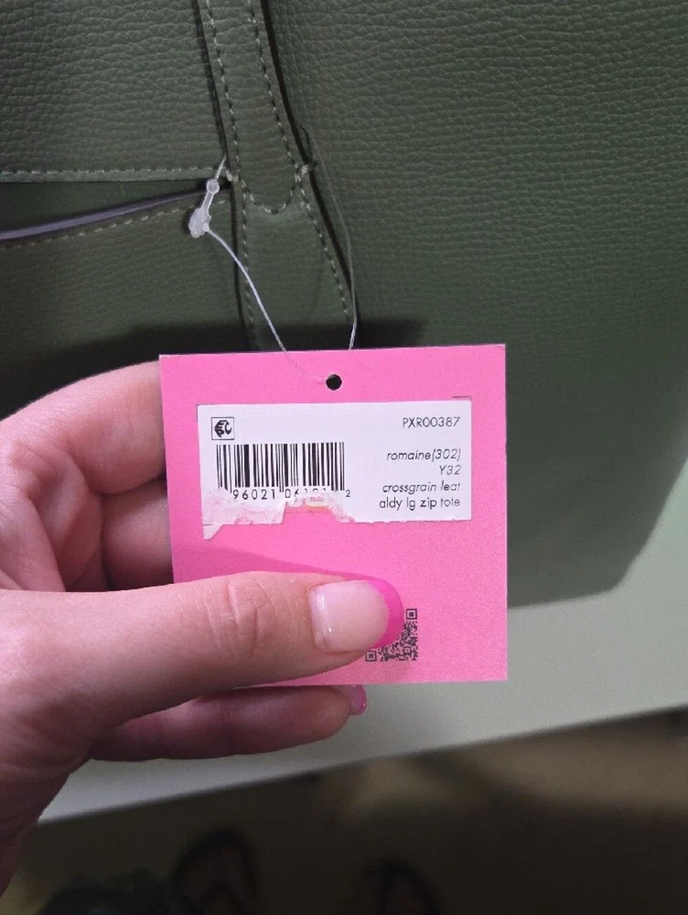 kate spade Aldy Lg Zip Olive Green Leather Tote with Dual Straps